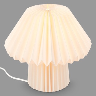 BRILONER – Faltbare Tischlampe Papier, Papiertischlampe, Tischleuchte aus Papier, Dekolampe, Kabelschalter, E14, Weiß, 27 cm