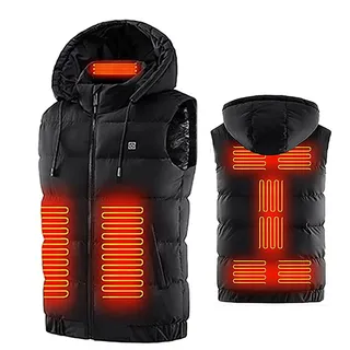 Beheizbare Weste,USB Heizweste Weste für Herren Damen,Leicht Waschbar Beheizbare Jacke Kleidung Mit 3 Stufen Wärmeeinstellungen für Outdoor Wandern Jagd Motorrad Camping,M Black - M