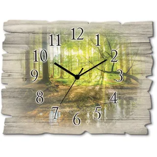 ARTland Wanduhr Wald mit Bach 40,0 Quarz grün