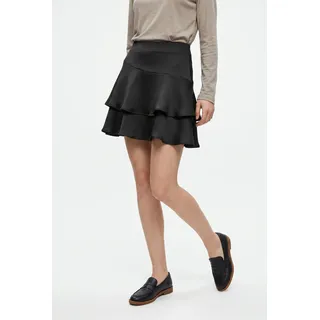 Stufenrock VERO MODA "VMMIRO MW SHORT DETAIL SKIRT WVN", Damen, Gr. XS, schwarz, Web, Obermaterial: 100% Polyester, unifarben, kurz, Röcke, Kunstfaser