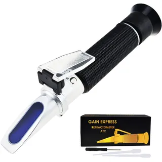 Tri-Skala Refraktometer ATC Brix 0-10% / Salzgehalt 0-100PPT / Spezifisches Gewicht 1.000-1.070, für Salzwasser Brackwasser Marine Reef Tank Salz Meerwasser Hydroponic Aquarium Control Monitoring
