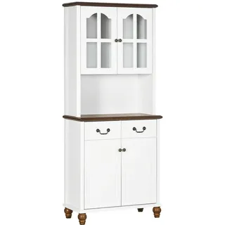 Homcom Küchenschrank Hochschrank mit Arbeitsplatte 76 x 38 x 182 cm Weiß