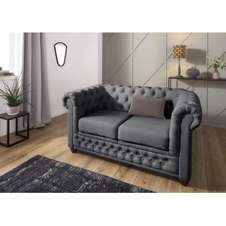 Home Affaire Chesterfield-Sofa HOME AFFAIRE "New Castle", schwarz, B:148cm H:72cm T:86cm, Sofas, mit hochwertiger Knopfheftung in Chesterfield-Design, B/T/H: 148/86/72