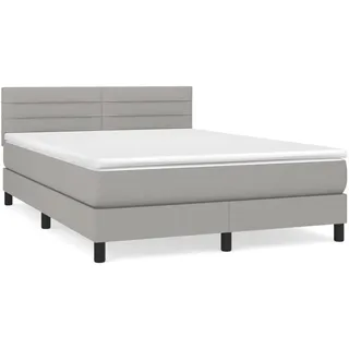 vidaXL Boxspringbett mit Matratze Hellgrau 140x200 cm Stoff1399123