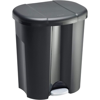 Rotho Trio Mülleimer 1x 10l + 2x 15l zur Mülltrennung mit Deckel, Kunststoff (PP) BPA-frei, schwarz, 1 x 10l + 2 x 15l (49.0 x 42.0 x 58.5 cm)
