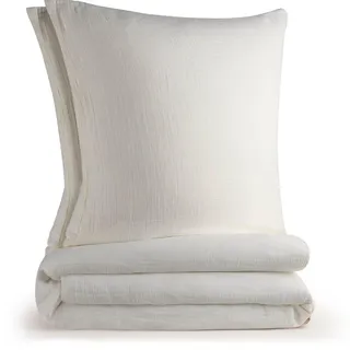 Everbrent Blumtal Musselin Baumwolle Beige 135 x 200 cm + 2 x 80 x 80 cm