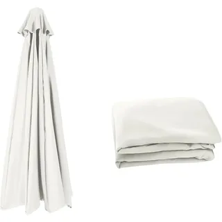 Miecoae Sonnenschirm Ersatzbezug 3.0m/4m/3.5m/2.7m/2.8m/3.30m 8 Streben/6 Streben, Sonnenschirm Windfest Stabil Strand Terrasse Garten Sonnenschirm Ersatzteile(Beige Weiß,8 Ribs 4.0m)