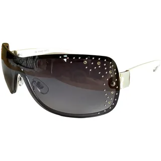 Sonnenbrille Damenbrille mit Strasssteinen Brille Monoglas Sportlicher Style Damen M 33 (Weiß Silber.) - Breite : ca. 13,0 cm / Höhe: 4,6 cm