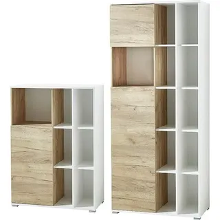 Germania Büromöbel-Set "GW-Lioni", weiß (weiß, navarra, eiche, nachbildung), Holzwerkstoff Metall, Holzwerkstoff, Metall, Arbeitsmöbel-Sets, Büromöbel-Set