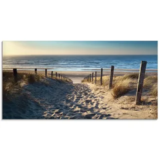 ARTland Wanddeko Glasbilder Wandbild Glas Bild einteilig 100x50 cm Querformat Strand Meer Küste Nordsee Natur Landschaft Sommer Dünen Sand Gräser T9IP