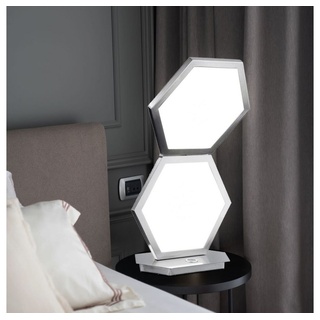 WOFI LED Tischleuchte, Leuchtmittel inklusive, Warmweiß, Design Tischlampe LED Lampe Schlafzimmer Nachttischlampe silberfarben
