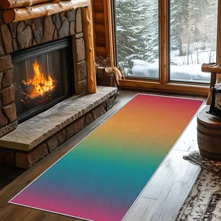Generisch Läufer Flur Farbverlauf Bunt, Waschbarer Teppich Läufer Regenbogen Ombre 80x200, Küchenteppich, Eingangsbereich, Bettvorleger, Schlafzimmer Deko, rutschfest, Kurzflor e480