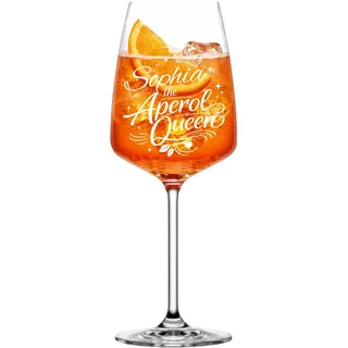 Aperol Spritz Glas mit Name - Personalisiertes Weinglas mit Gravur | Aperol Glas mit Wunschname | Geschenk Freundin Geburtstag Muttertag | Lasergravur (Aperol Queen II)