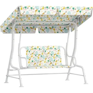Aiyaplay Hollywoodschaukel Für Kinder, Stahlrahmen, 2-sitzer, 60 Kg Belastbar, Weiß