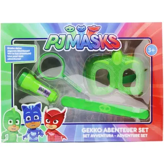 PJ Masks Gekko - Adventureset 4 TLG. bestehend aus: Lupe, Taschenlampe, Maske und Slap-Armband in Geschenkpackung 38,6x5,5x28,7 cm