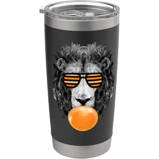 Orange Bubble Gum Lion Stripe Sonnenbrille Löwenkopf Doppelwandiger Edelstahl-Thermobecher