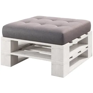 Lermowood Palettenmöbel Mp Hocker 80 x 80 x 30 cm Weiß | Europaletten Indoor und Outdoor Lounge Gartenmöbel Holz Gartenmöbel Set Lounge Möbel Terrasse Balkon Loft Stil Paletten