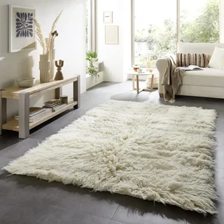 THEKO Flokos 2 Wollteppich 70 x 140 cm Beige