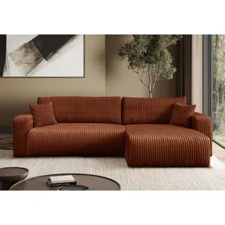 lookway Eckcouch mit Schlaffunktion und Bettkasten 2-Sitzer Orange