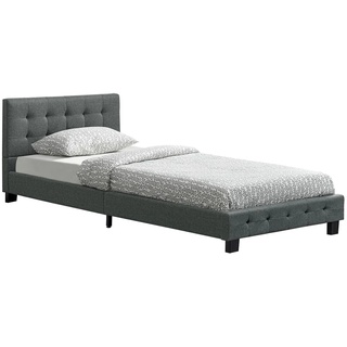 Juskys Polsterbett Manresa 90 x 200 cm - Bett mit Lattenrost und Kopfteil - Grau