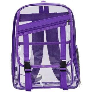 LinRim Laptop Rucksäcke Damen transparent, große, durchsichtige Plastiktasche Rucksäcke Für Mädchen Kindergarten (Purple, One Size)