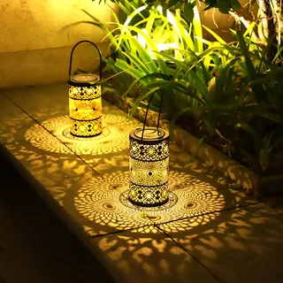 2 Stück Solarlaterne für Außen, Freekite Solar Lampions Außen Wetterfest, Metall-Laterne mit Boden Stecken, Solarlampen für Garten, Draußen, Gartendeko, Patio, Baum, Camping, Rasen, Geschenk