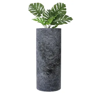 wuuhoo I Pflanzkübel Ivy in schwarzer Marmoroptik mit Pflanzeinsatz I Wetterfest für Innen und Außen I Pflanzsäule, Bodenvase wasserdicht aus frostbeständigem Fiberglas 120 cm