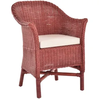 Rattansessel Bryan Esszimmersessel echtes Rattan mit Armlehnen (Bordeaux-Rot)