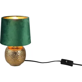 Reality Leuchten Schreibtischlampe Sophia, ohne Leuchtmittel, Nachttischlampe, Keramik Fuß mit Samtschirm grün