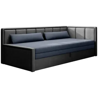 MOEBLO Schlafsofa FULO, Daybett Tagesbett Jugendbett Sofa mit Bettfunktion Couch für Wohnzimmer Polstersofa Wohnlandschaft, mit Schlaffunktion und Bettkasten blau|grau