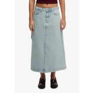 Superdry für Damen. W7210406A Blauer Denim Cargo Maxi Rock (L), Lässig, Baumwolle