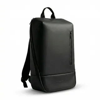 Design-Rucksack mit durchdachtem Innenleben und extra großer Öffnung groß aus recyceltem Material Laptop-Fach und Trolley-Fix für Damen und Herren Tagesrucksack wasserabweisend schwarz