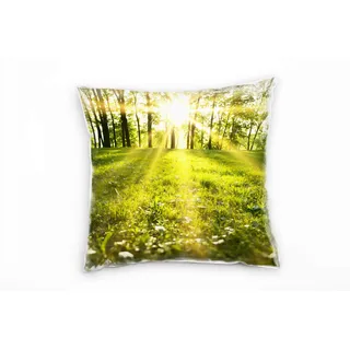 Paul Sinus Art Frühling, grün, lichtdurchfluteter Wald Deko Kissen 40x40cm für Couch Sofa Lounge Zierkissen - Dekoration zum Wohlfühlen