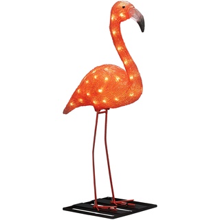 Konstsmide LED Acryl Flamingo, klein, 48 bernsteinfarbene Dioden, 24V Außentrafo, weißes Kabel - 6272-803, 65 cm