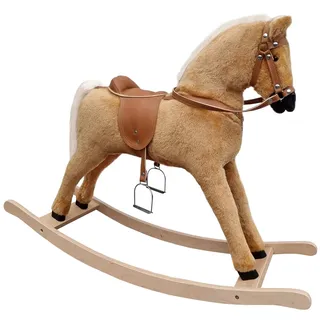 Großes helles Plüschpferd Haflinger Schaukelpferd Holzpferd hellbraun Kinder