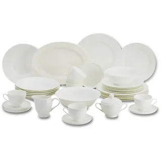 Geschirrset 6 Personen weiß, 35-teilig Kombiservice klassisch elegant Porzellan