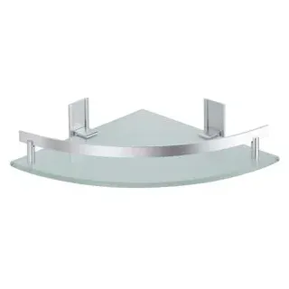MSV Duschablage Tabarca Bad Regal, verchromt, zum kleben Eckablage, Aluminium&Glas, 25 x 5,8 cm