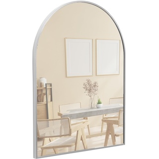 Terra Home Wandspiegel - Halbrund, 60x80 cm, Silber, Modern, Metallrahmen Spiegel - für Flur, Wohnzimmer, Bad oder Garderobe