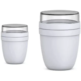 Mepal - Lunchpot Ellipse Duo Pack - Praktischer Müslibecher, Joghurtbecher, To Go Becher - Geeignet für Tiefkühler, Mikrowelle & Spülmachine - 300 & 500 ml - Cool Grey