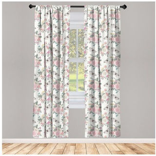 Gardine Vorhang für Wohnzimmer Schlafzimmer Dekor, Abakuhaus, Microfaser, Blumen Roses Bouquet grün 150 cm x 175 cm