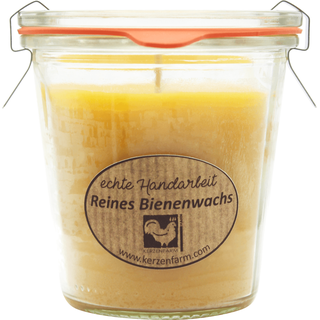 Bienenwachskerze im original Weckglas®, 100% reines Bienenwachs, KERZENFARM HAHN, 93/90 mm, 290 ml, Brenndauer ca. 36h
