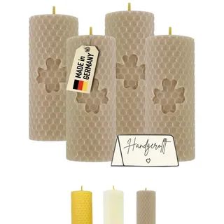 Wachsmann Bienenprodukte Bienenwachskerze handgerollt, 100 % Bienenwachs, 4er Set