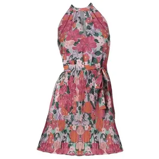 Vila Shirtkleid Lockeres Blusenkleid Plissiertes Neckholder Dress VIJULIETTE (lang) VIJULIETTE PLISSE SHORT DRESS/BM/DC bunt 40