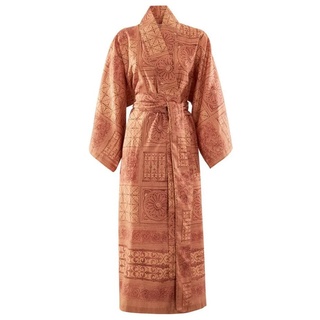 Bassetti Kimono BOLSENA, wadenlang, Baumwolle, Gürtel, aus satinierter Baumwolle rot S-M