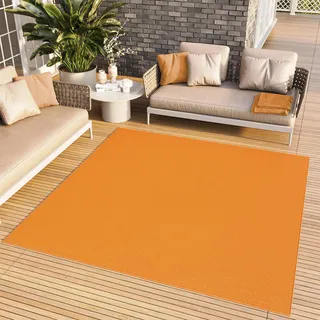 TAPISO Mono Quadrat Teppich Orange Einfarbig Indoor Outdoor 250 x 250 cm | UV-beständig Einfarbig Wohnzimmer Schlafzimmer Kinderzimmer Modern Design OEKO-TEX
