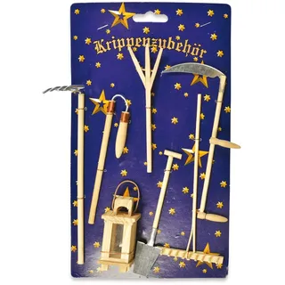 Riffelmacher Krippenzubehörset Feldarbeit 7-TLG. 78201 aus Holz | Zubehör Weihnachtskrippe Modelleisenbahn Puppenstube