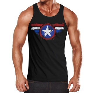 Neverless Tanktop Herren Tank-Top Amerika Flagge Stern Roger Captain Muskelshirt Muscle Shirt Neverless® mit Print schwarz XXL