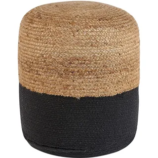 Beliani - Pouf Schwarz / Sandbeige Zweifarbig Baumwolle / Jute Rund ⌀ 46 Cm Boho Stil Indoor Sitzpouf Für Wohnzimmer Schlafzimmer Flur Diele Garderobe