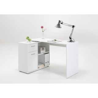 FMD furniture 360-001 Schreibtisch-Winkelkombination in Ausführung Weiß, Maße Tisch ca. 117 x 73,7 x 50 cm / Maße Regal ca. 80 x 69 x 33 cm (Bx...