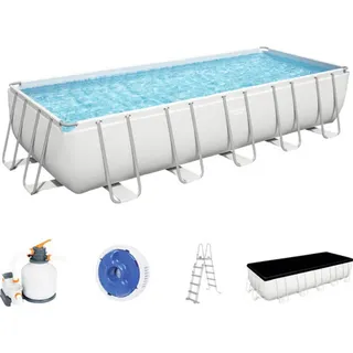 Power SteelTM Frame Pool Komplett-Set mit Sandfilteranlage 640 x 274 x 132 cm , lichtgrau, eckig - Weiß